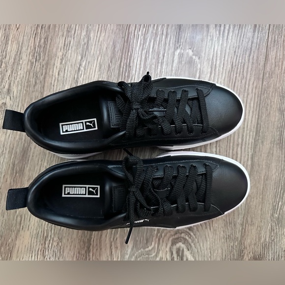PUMA 👟 Mayze Black Leather Platform US Women’s Size 10 - Picture 12 of 14
